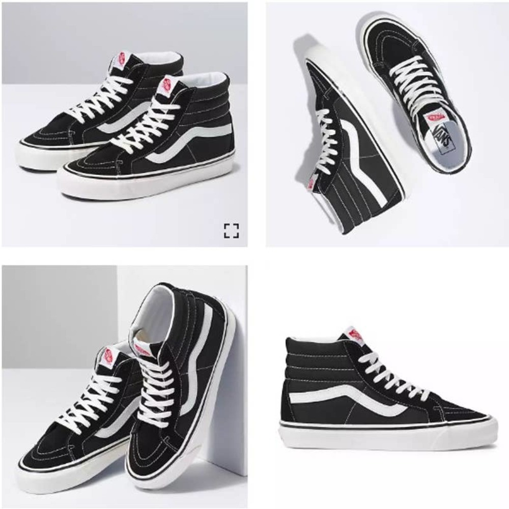 Vans Black and White High-Top Athletic Shoes